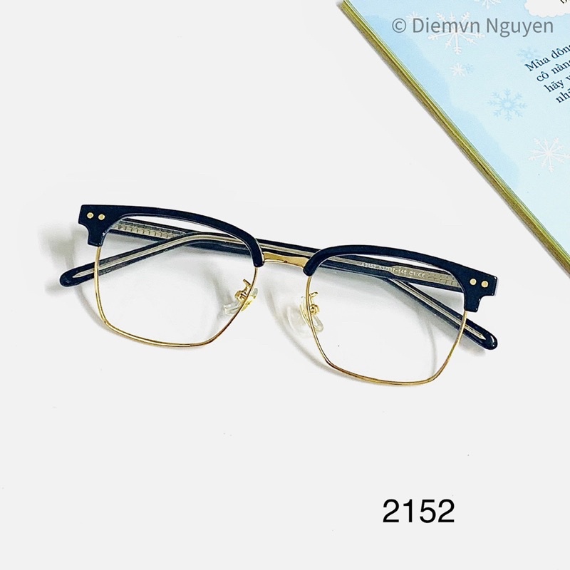 Gọng kính cận vuông nam nữ cao cấp A2152, chất Acetate cốt kim loại cứng cáp, dày dặn, chắc chắn