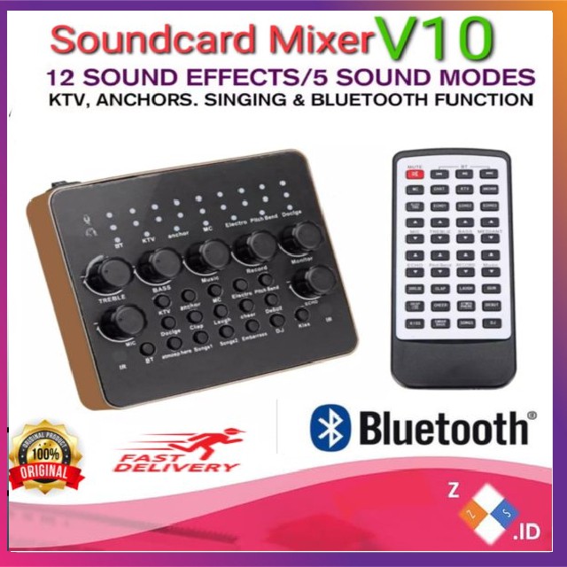 Sound Card V10 Sound Card Thu Âm, Live Stream, Karaoke, Có Bluetooth, AutoTune, Giả Dọng, Tặng Kèm Remote 4.6