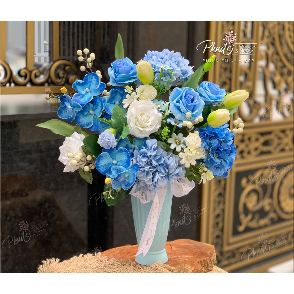 [Mã BMBAU50 giảm 7% đơn 99K] Bình hoa giả chất lụa trang trí phòng khách đẹp PKND FLOWERS &amp; DECOR