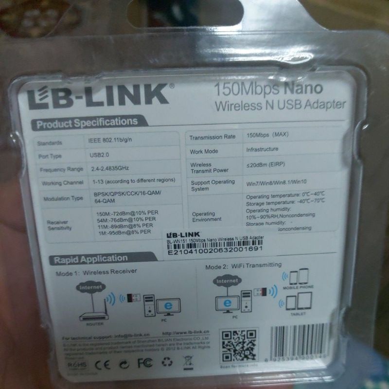 Usb wifi 4g Bộ Thu Wifi LB-LINK BL-151 150Mbps Nano Wreless N USB Adapter