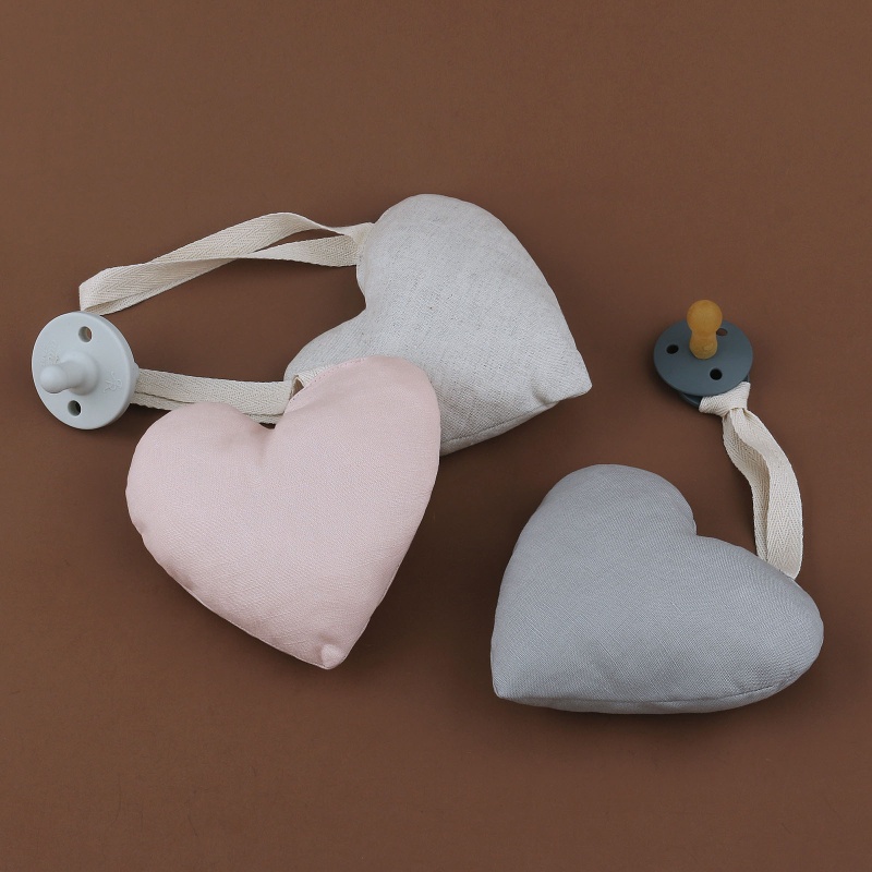 Dây Kẹp Núm Vú Giả Bằng Cotton Mềm Mại Hình Trái Tim Trang Trí Cho Bé
