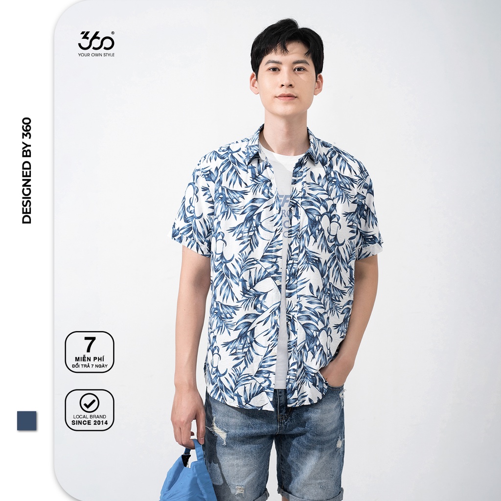 Áo sơ mi nam 360 BOUTIQUE ngắn tay họa tiết - SDBTK218
