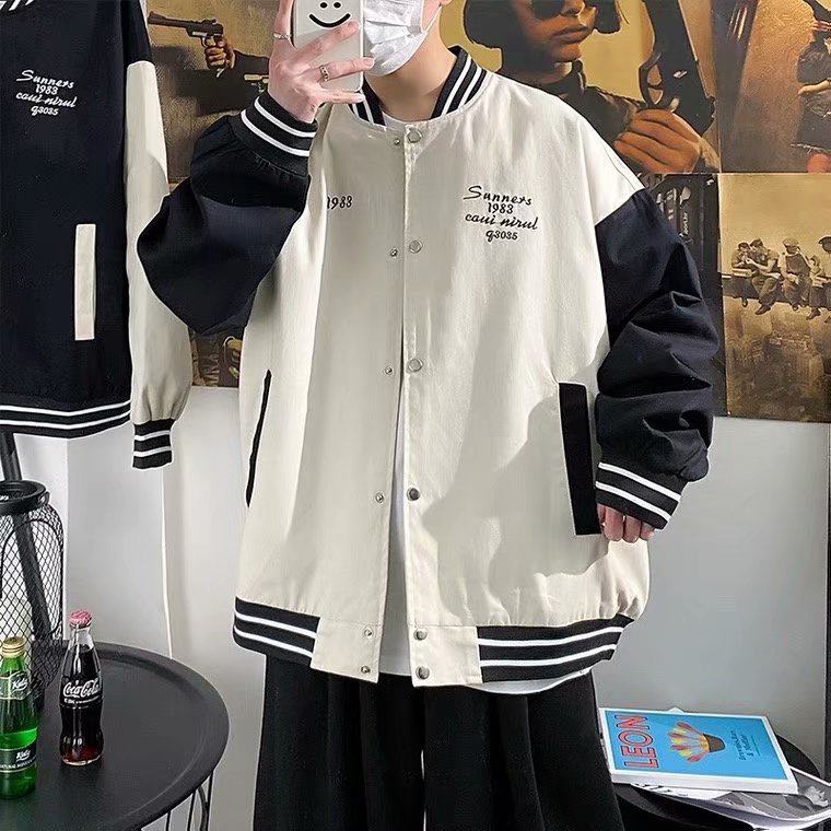 Áo khoác dáng rộng phong cách Hàn Quốc thời trang xuân thu cho nam và nữ unisex Hợp thời trang áo khoác bomber