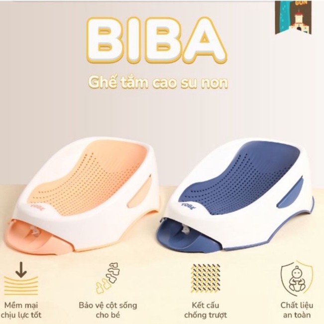 Ghế tắm cao su non BIBA cao cấp tiện lợi hỗ trợ chăm sóc cho bé trai bé gái hàng chính hãng tobe 2100
