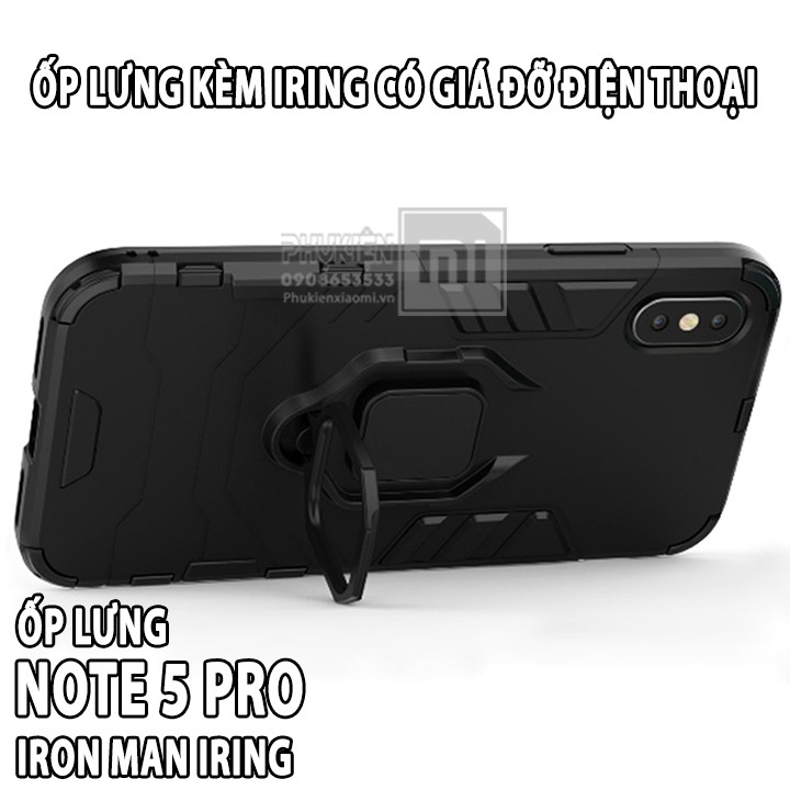 Ốp lưng dùng cho máy Xiaomi Note 5/ Note 5 Pro iRON - MAN IRING Nhựa PC cứng viền dẻo chống sốc - Đen