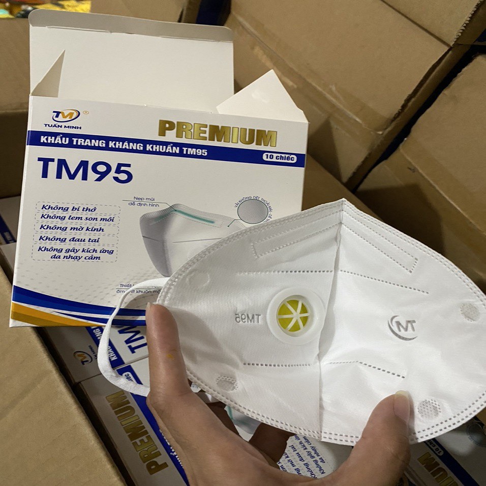 Khẩu trang y tế N95 có van thở hàng chính hãng TM và TH, kháng khuẩn chống bụi