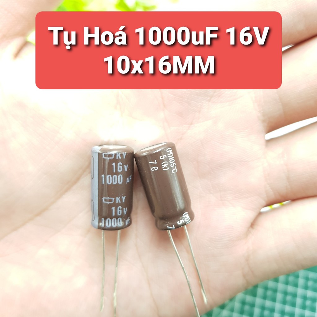 COMBO Tụ Hóa 1000uF 16V 10x20MM Hãng KYTụ Phân Cực Lọc Nguồn Cho Mạch Điện Tử