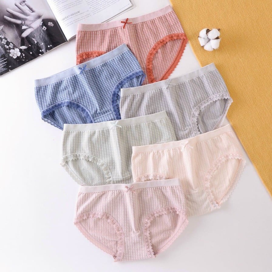 Quần Lót Nữ Gân Tăm Viền Ren, Co Giãn, Mềm Mại, Sexy