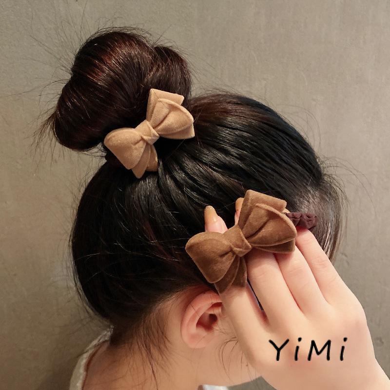 Dây buộc tóc co giãn phối nơ ruy băng thời trang thu đông phong cách Hàn Quốc cho nữ
