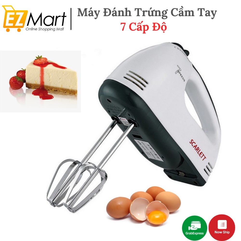 Máy Đánh Trứng, Đánh Kem 7 Tốc Độ 180W + Tặng 4 Đầu Khuấy Chắc Chắn - Tiện Dụng - BẢO HÀNH 6 THÁNG