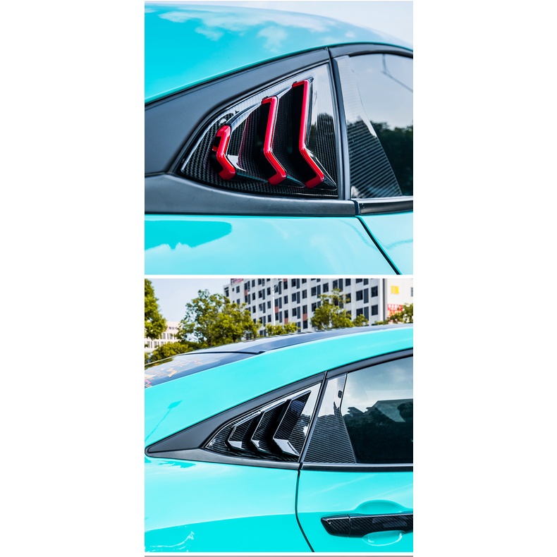 Ốp Viền Cửa Sổ Xe Hơi Hình Tam Giác Bằng Sợi Carbon Cao Cấp Cho HYS Honda Civic FC 2016-2020