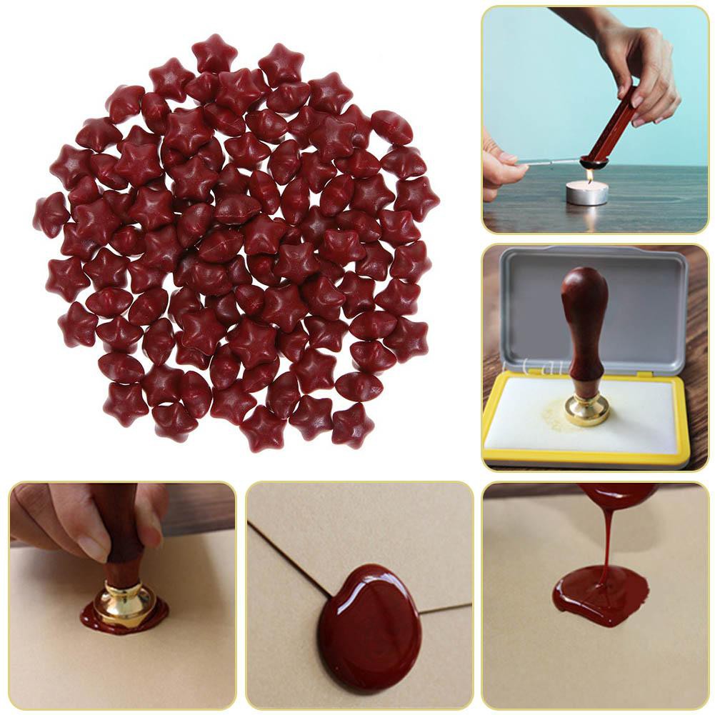 100 miếng sáp màu trơn hình sao năm cánh dùng đóng dấu bức thư tiện dụng