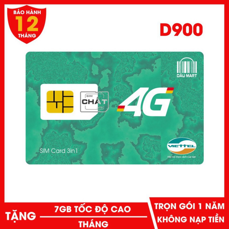 XẢ LỖ SIM 4G VIETTEL D900 DÙNG DATA TRỌN GÓI 1 NĂM TẶNG 7GB/THÁNG x 12 THÁNG XẢ LỖ