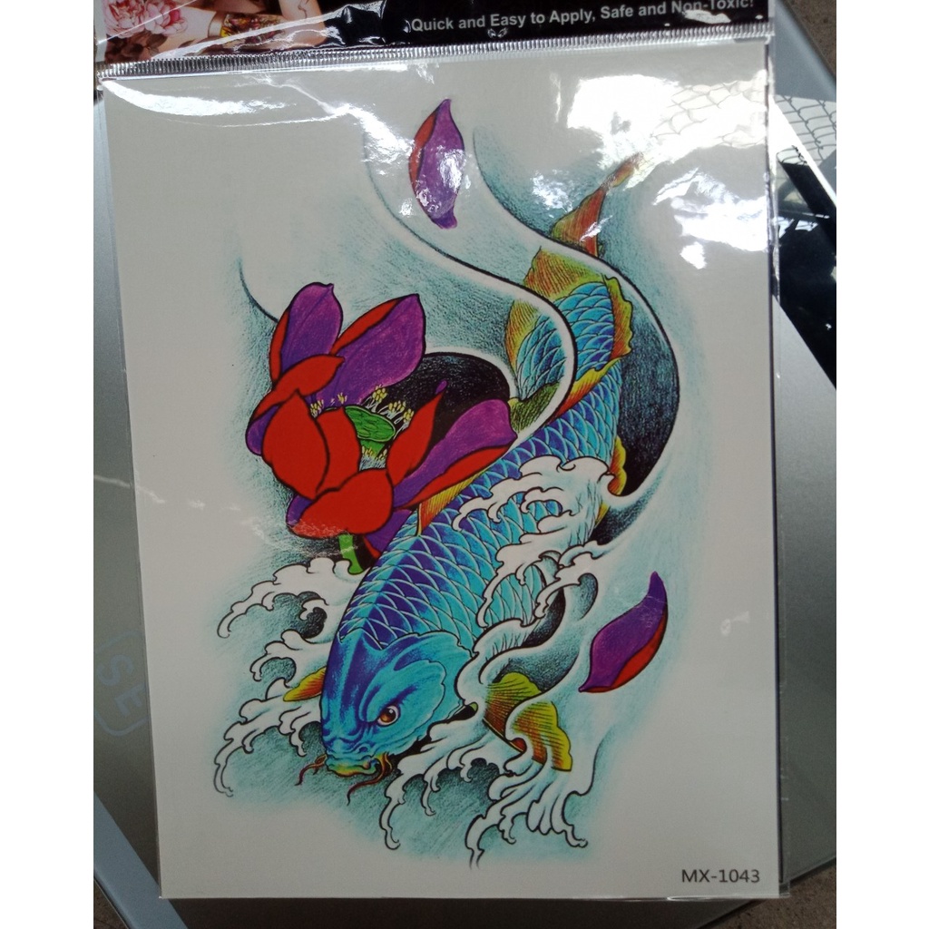 Hình xăm dán cá chép xanh