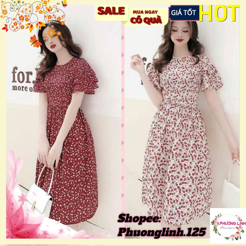 VÁY HOA NHÍ TAY XẾP BÈO 2 MÀU | BigBuy360 - bigbuy360.vn