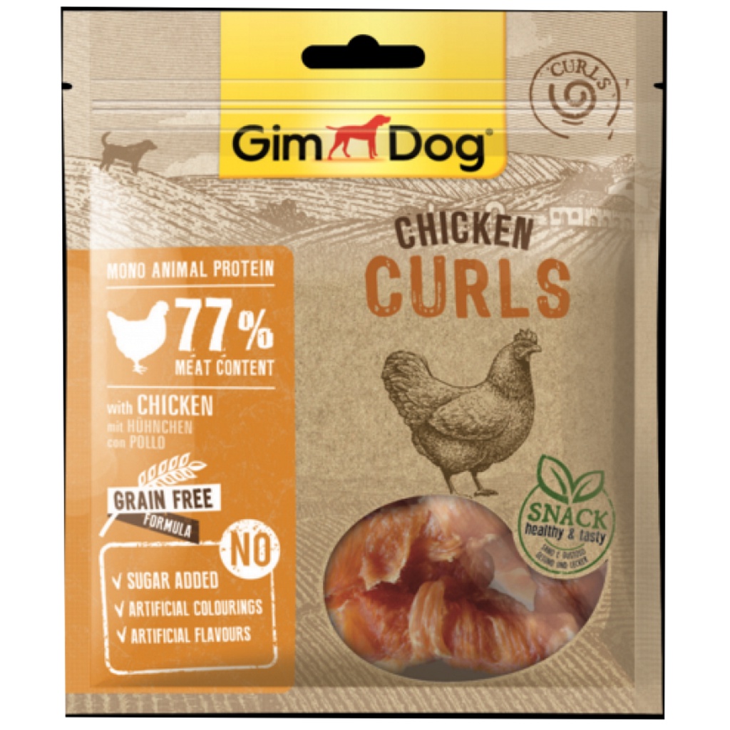 Thịt cuộn sấy nguyên miếng GimDog Duck Curls - Chicken Curls 55g cho chó - chính hãng Gim Dog Đức