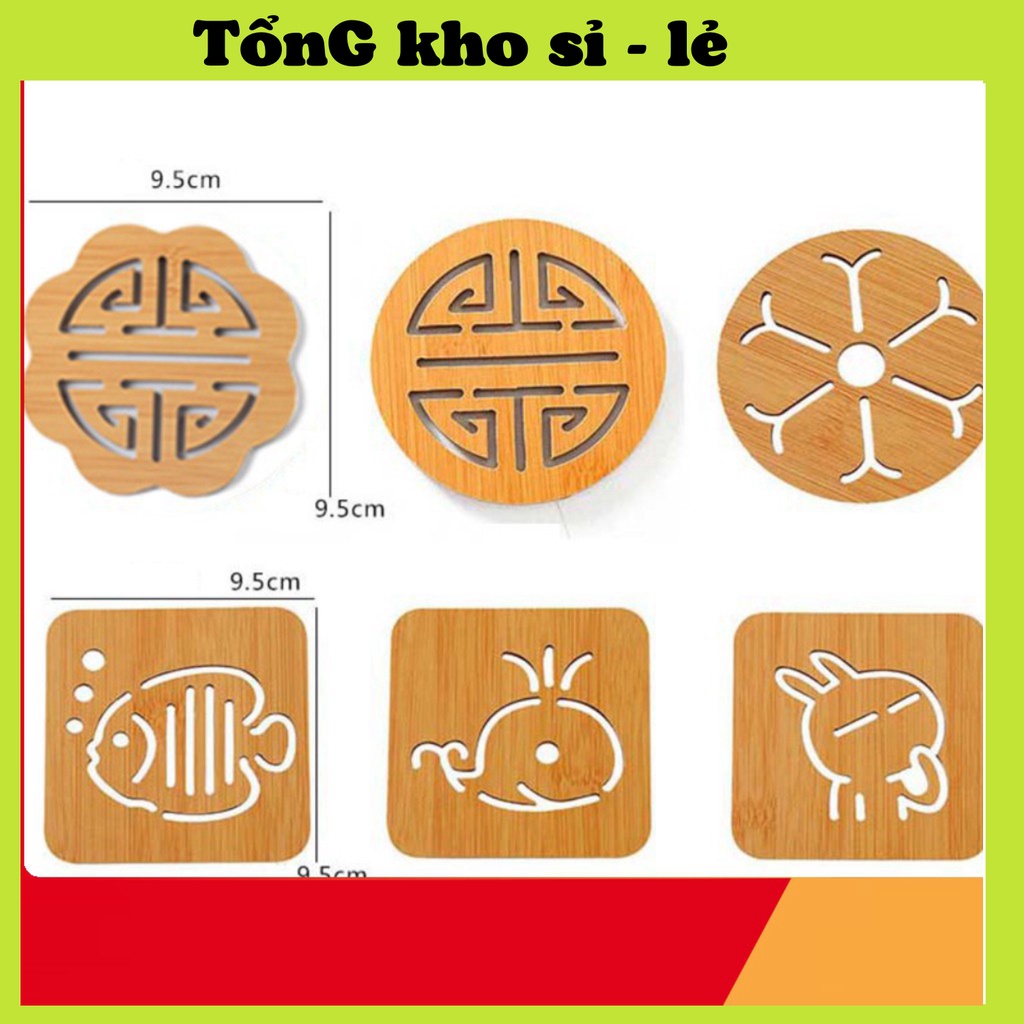 Miếng Lót Cốc Đĩa Nồi cách nhiệt cổ điển Bằng Gỗ Sang Chảnh 9,5cm 2193 tổng kho sỉ vp88