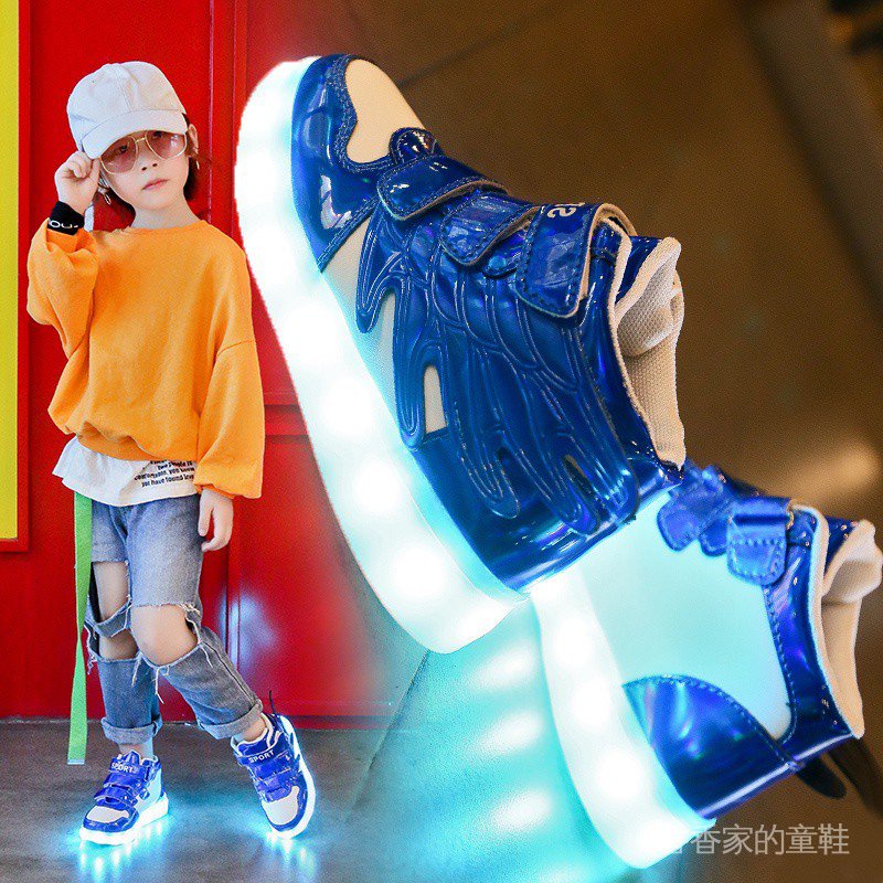 Giày Thể Thao Phối Lưới Có Đèn Phát Sáng Nhiều Màu Sắc Thời Trang Xuân Hè Cho Bé Trai Và Gái bXQ2