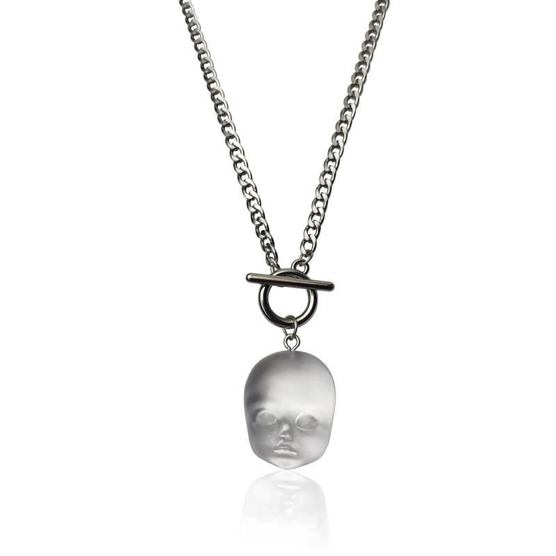 Dây chuyền thép titan mặt búp bê phong cách hip hop mới lạ cho nam nữ 22283