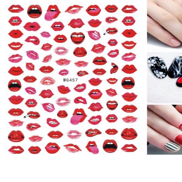 Sticker hoạ tiết đôi môi quyến rũ,hình dán móng hoạ tiết đôi môi quyến rũ trang trí móng tay nail