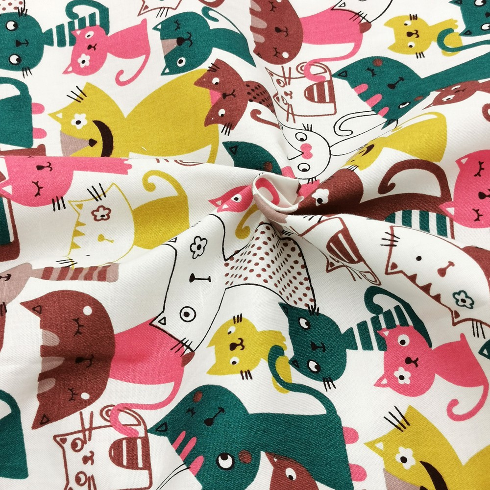 Tấm vải 100% cotton in họa tiết hoạt hình dễ thương