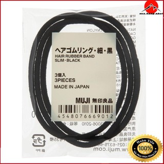 Muji - DÂY THUN CỘT TÓC LOẠI MỎNG MÀU ĐEN 3PCS