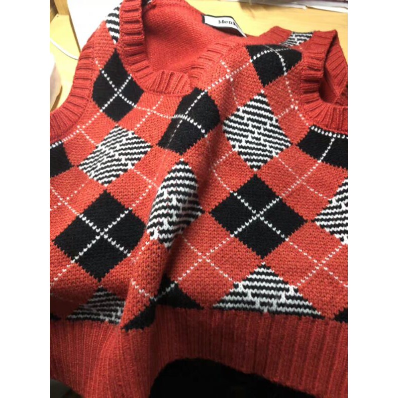 Áo gile dệt kim kim cương