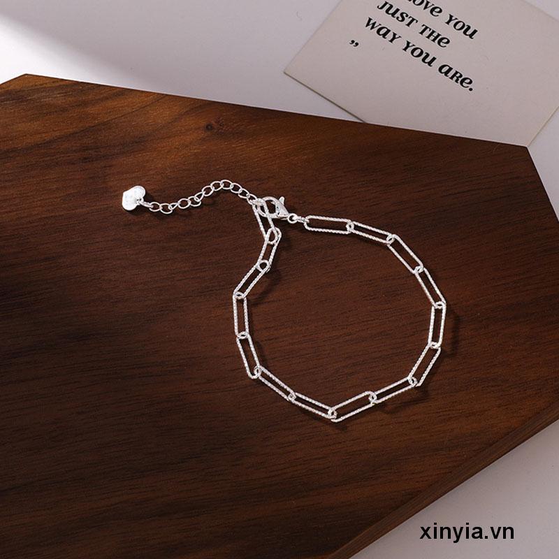 🌺🌺Vòng Tay Bạc Mặt Vuông Rỗng Họa Tiết Ngôi Sao Rỗng Thời Trang Hàn Quốc Cho Nữ