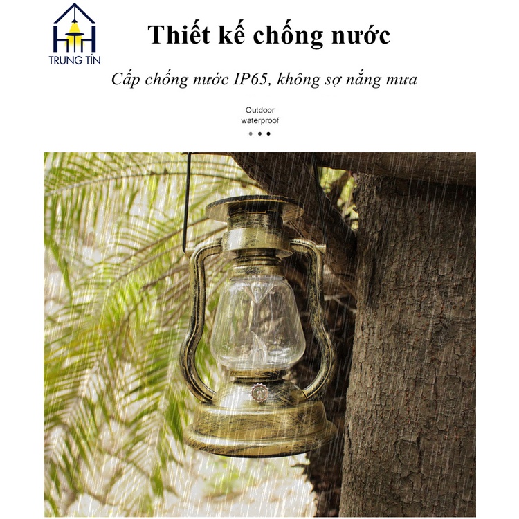 Đèn Bình Dầu Treo VINTAGE Trang Trí DECOR Sân Vườn Sử Dụng Năng Lượng Mặt Trời chống nước TRUNG TÍN.