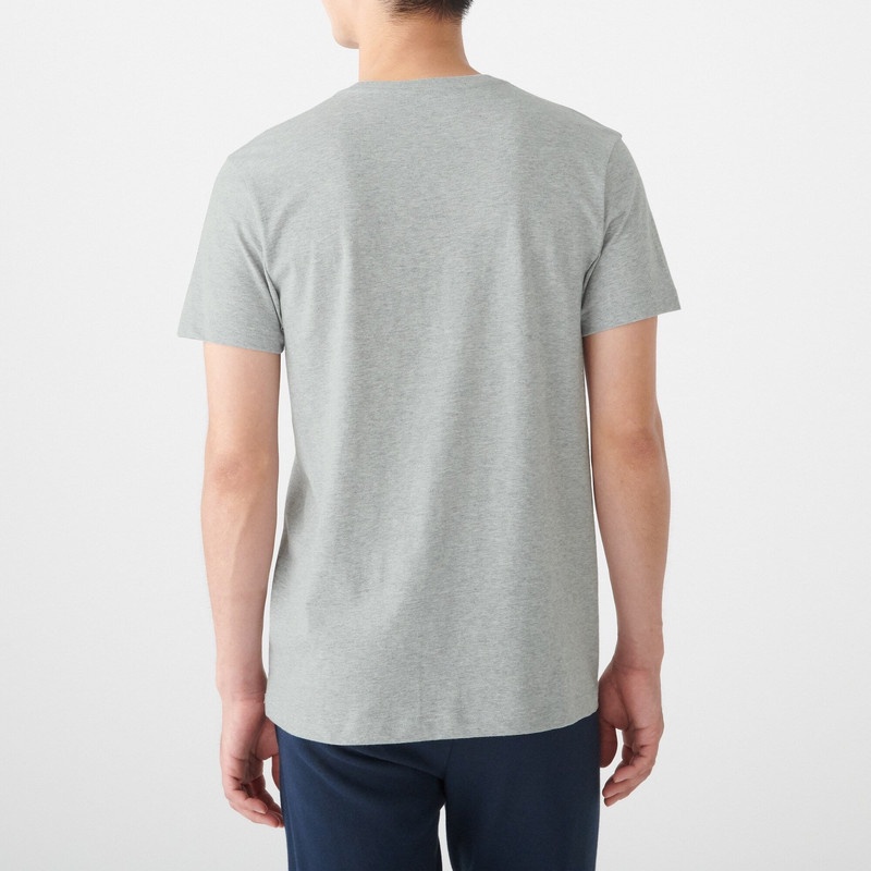 Muji Bộ 2 Áo Thun Vải Jersey Không Đường May Sườn Cổ V Nam