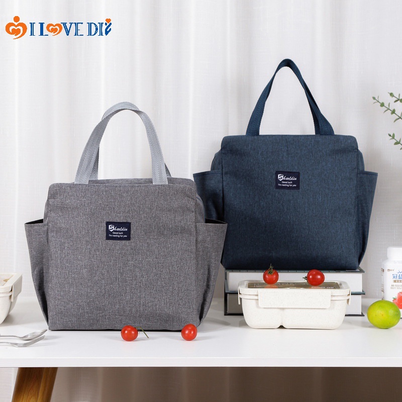 Túi Đựng Hộp Cơm Trưa Vải Oxford Lót Giấy Nhôm Giữ Nhiệt Cỡ Lớn Tiện Dụng