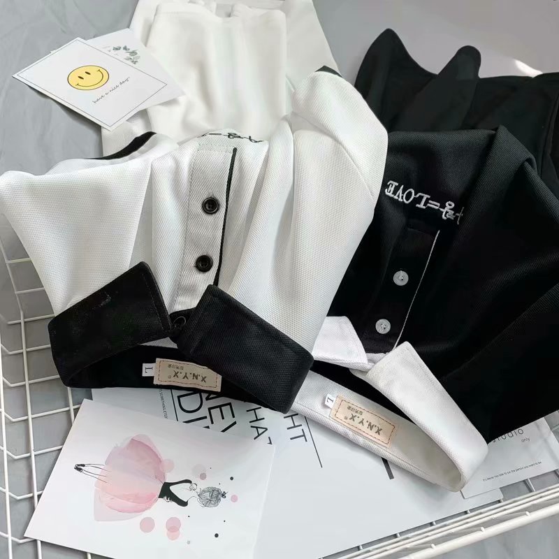 Áo thun polo tay nam lửng dáng rộng cá tính trẻ trung cho nữ phong cách Hàn Quốc áo phông Áo Mùa Hè nam fashion bigsize unisex t shirt