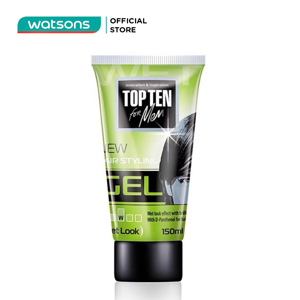 Gel Tạo Nếp Tóc Top Ten For Men Hair Styling Wet Look Cho Kiểu Tóc Đẹp Dễ Dàng & Hoàn Hảo 150ml