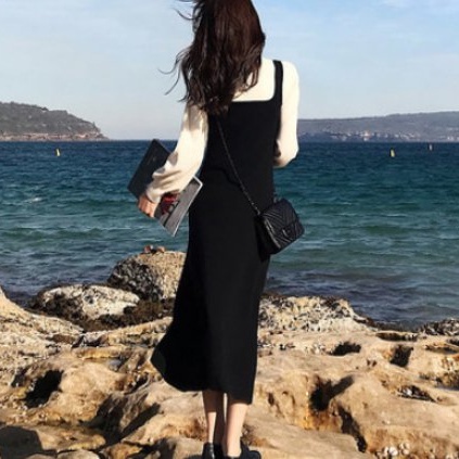 Đầm SUXI dệt kim tay dài phong cách thời trang xinh xắn cho nữ