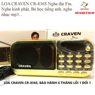 LOA, ĐÀI CRAVEN CR - 836 / 836S, Nghe thẻ nhớ/ USB/FM/ MP3 /Đèn pin/ Máy nghe pháp/ Máy học tiếng anh/ Bảo hành 6 tháng
