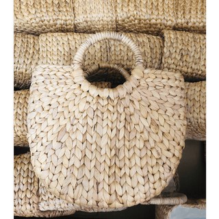 Túi Cói Đi Biển Lục Bình Quai Tròn Cầm Tay 34cmx32cm