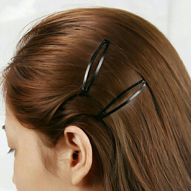 Combo 12 kẹp tóc mái bầu trơn màu đen 5-6cm