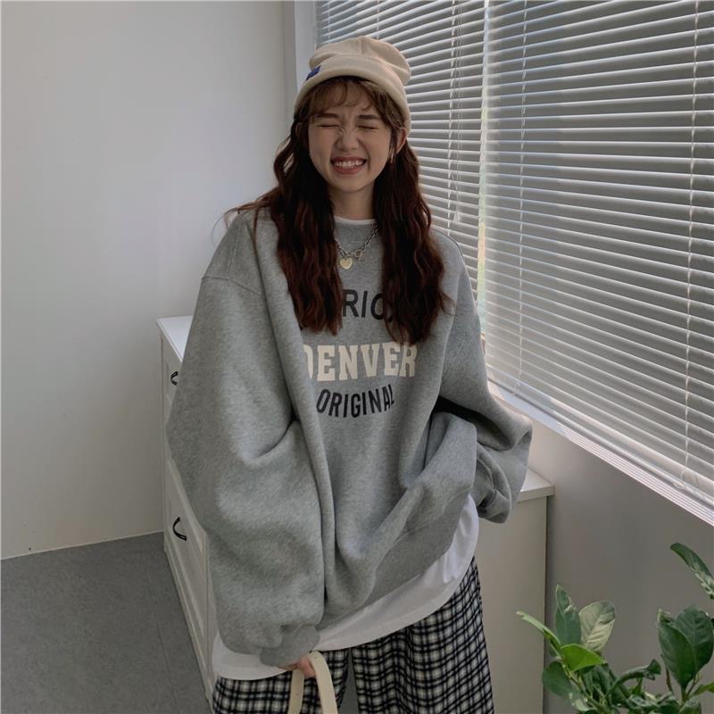 NRVP Áo Hoodie Dáng Rộng Thời Trang Hàn Quốc Đơn Giản Cá Tính Cho Nữ