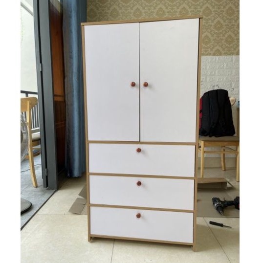 TỦ GỖ QUẦN ÁO 5 CÁNH CỬA TRẮNG