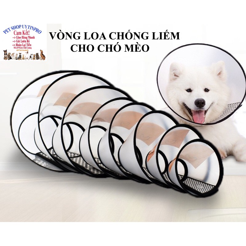 VÒNG CỔ KIỂU LOA CHỐNG LIẾM CHO CHO MÈO THÚ CƯNG Pet Protection Cover Chất liệu nhựa an toàn cho thú cưng