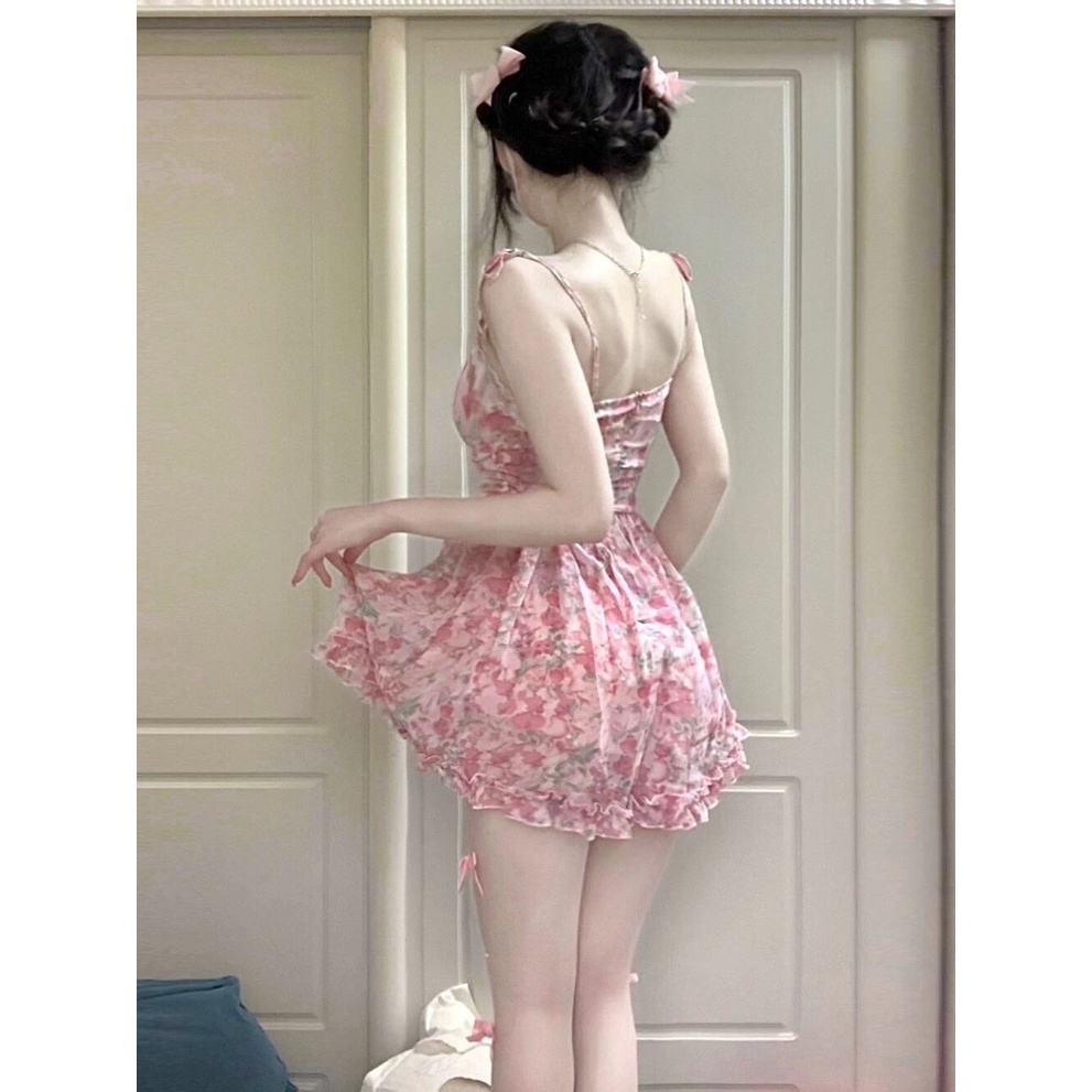 Đầm Ngắn Hai Dây Dáng Ôm In Hoa Thời Trang Mùa Hè 2022 Mới Mẻ Quyến Rũ Cho Nữ JJMI