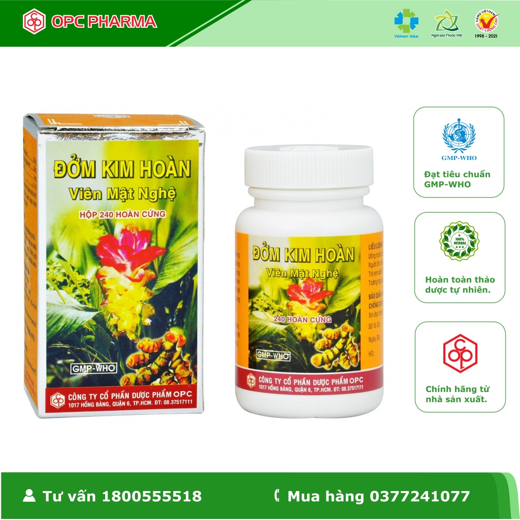 Viên mật nghệ ĐỞM KIM HOÀN OPC  - Giúp giảm đau dạ dày, gan, đau thượng vị - Hàng chính hãng OPC