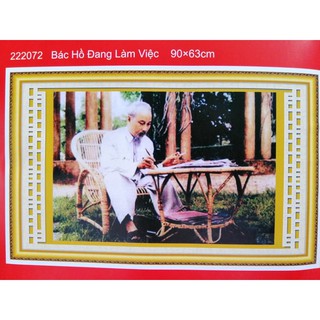 Tranh thêu chữ thập Bác Hồ ngồi làm việc (chưa thêu) 222072