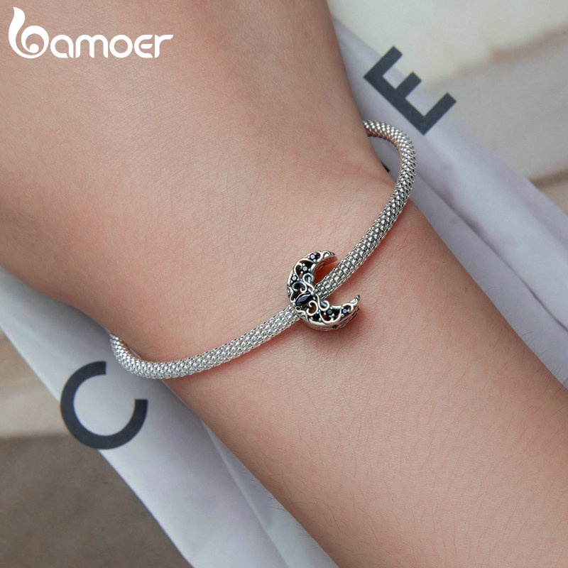BAMOER Vòng cổ bạc 925 Hình Mặt Trăng Thời Trang Cho Nữ