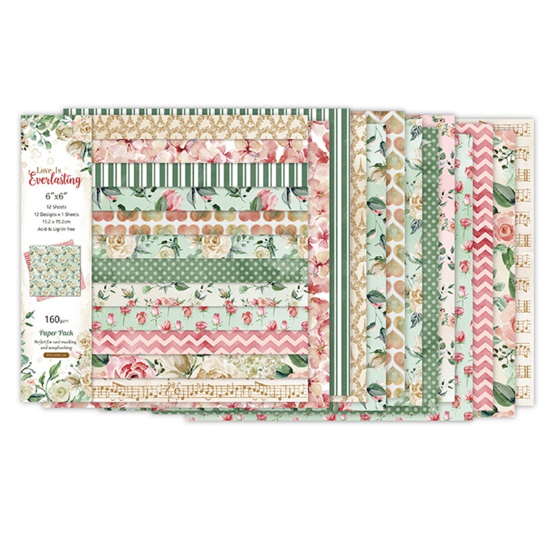 Set 12 Tấm Giấy 6x6 Inch In Chữ Love Is Everlasting Dùng Để Trang Trí Sổ Tay Diy