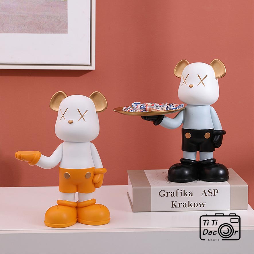 Gấu Bê Khay TiTi Decor Mô Hình Bearbrick Đựng Chìa Khóa Decor Phòng