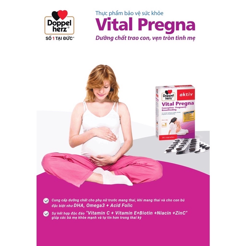 [Nhập khẩu] Viên uống Doppelherz Aktiv Vital Pregna - dưỡng chất cho phụ nữ có thai