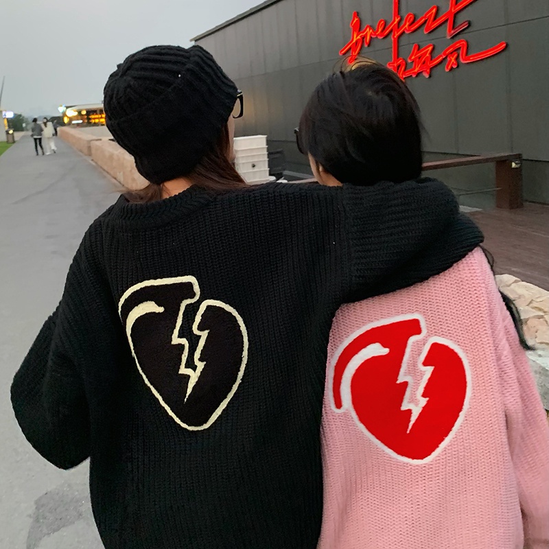 Áo sweater ZHELIHANGFEI dệt kim dài tay dáng rộng họa tiết chữ phong cách Mỹ thời trang dành cho nữ