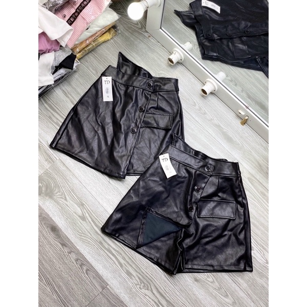 Chân Váy Da Đắp Chéo Nút Lệch | BigBuy360 - bigbuy360.vn