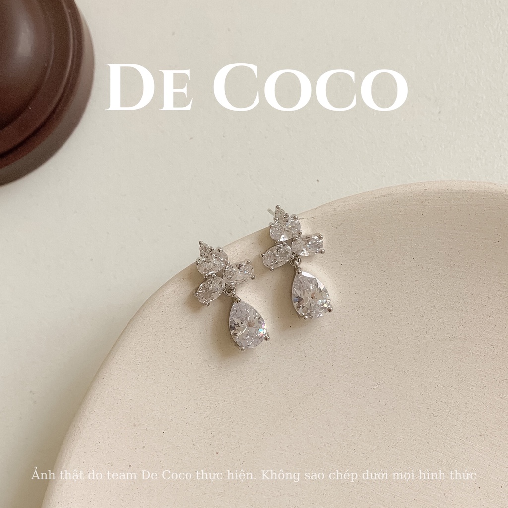 Khuyên tai nữ vintage hình giọt nước De Coco